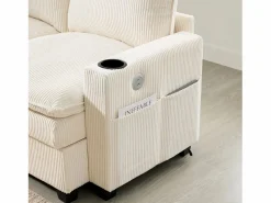 Sofá moderno - 4 plazas - Reposapiés extraíble - Puertos USB - Compartimentos de almacenamiento + Portavasos -^ModernLuxe New