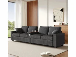 Sofá moderno de 4 plazas - 299 x 80 x 82,7 cm - con puerto USB, reposabrazos abatible y almacenamiento oculto - terciopelo -^Merax