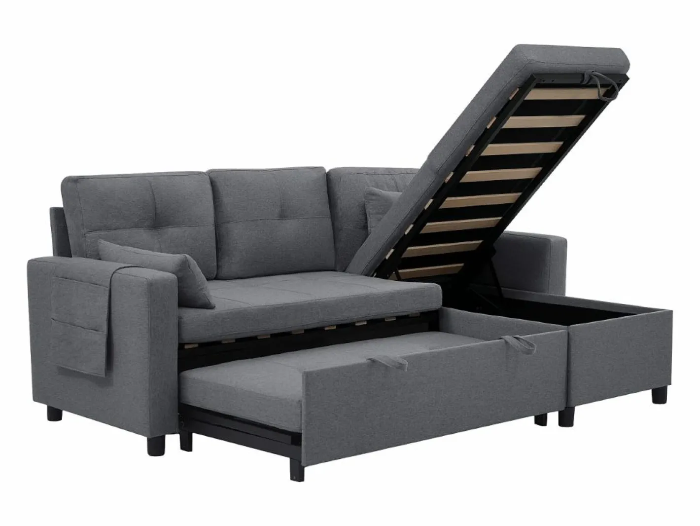 Sofá moderno en L - Sofá cama modular - Función de cama - Con almacenamiento - Con portavasos -^ModernLuxe Hot