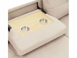 ModernLuxe Sofá moderno en L - Sofá cama modular - Función de cama - Con almacenamiento - Con portavasos - Beige Best