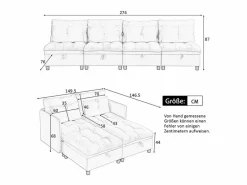 Sofá Modular 4 Plazas en Chenilla - con 8 Cojines y 4 Almacenamientos - Carga Máx. 500kg - 274x76x87cm -^DripeX Hot
