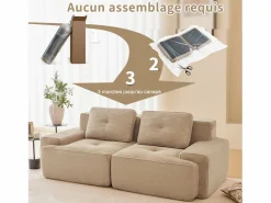DripeX Sofá Modular|Sofás Club|Sofá Modular 2 plazas en Pana con 2 cojines, sin montaje, 204x104x69cm,