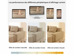 DripeX Sofá Modular 2 plazas en Pana, con otomana y 2 cojines, 204x177x69cm, Beige Hot