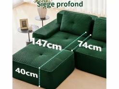 DripeX Sofás Club|Sofá Modular 2 plazas en Pana con 2 cojines, sin montaje, 204x104x69cm,