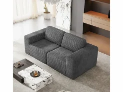 DripeX Sofá Modular 2 plazas en Pana, con 2 cojines, 202x101x82cm, Gris
