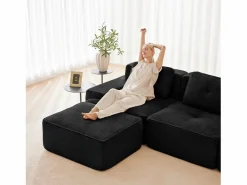 Sofá Modular 2 plazas en Pana, con otomana y 2 cojines, 204x177x69cm,^DripeX Best