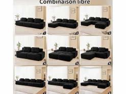 Sofá Modular 2 plazas en Pana, con otomana y 2 cojines, 204x177x69cm,^DripeX Best