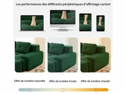 DripeX Sofá Modular|Sofás Club|Sofá Modular 2 plazas en Pana, con otomana y 2 cojines, 204x177x69cm,