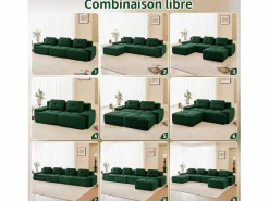 DripeX Sofá Modular|Sofás Club|Sofá Modular 2 plazas en Pana, con otomana y 2 cojines, 204x177x69cm,
