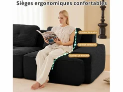 DripeX Sofá Modular|Sofás Club|Sofá Modular 2 plazas en Pana con 2 cojines, sin montaje, 204x104x69cm,