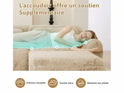 Sofá Modular 3 plazas en tela peluche, con 3 cojines, sin estructura, 291x104x73cm,^DripeX