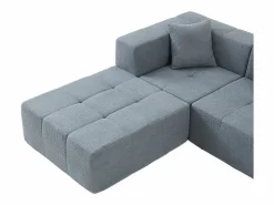 DripeX Sofá modular 4 plazas ángulo tela - 4 orejeros y 2 pufs - - 370x200x60cm Gris