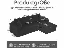 Sofá modular 3 plazas ángulo derecho terciopelo acanalado, 2 cojines, chaise longue 128cm,^DripeX Clearance