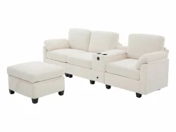 Sofá modular Amplio para familia estructura resistente asientos profundos pana Beige Clearance