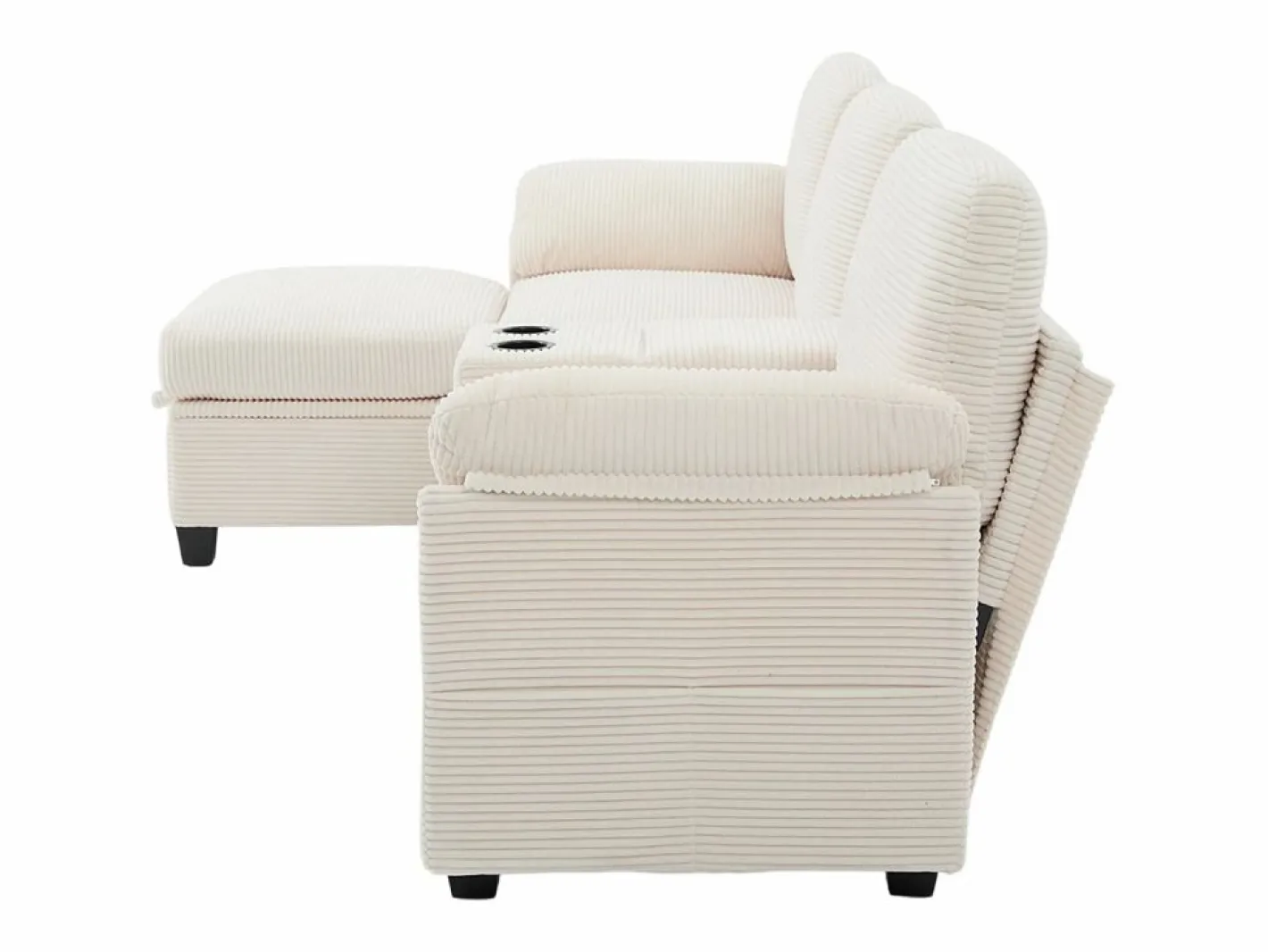 Sofá modular Amplio para familia estructura resistente asientos profundos pana Beige Clearance