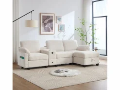Sofá modular Amplio para familia estructura resistente asientos profundos pana Beige Clearance