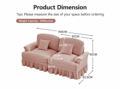 Sofá modular componible respaldo segmentado patas huso asiento cómodo chenille Rosa Outlet