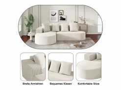 KOMHTOM Sofá modular con chaise longue en L, asiento profundo, relleno de espuma comprimida, Blanco Clearance