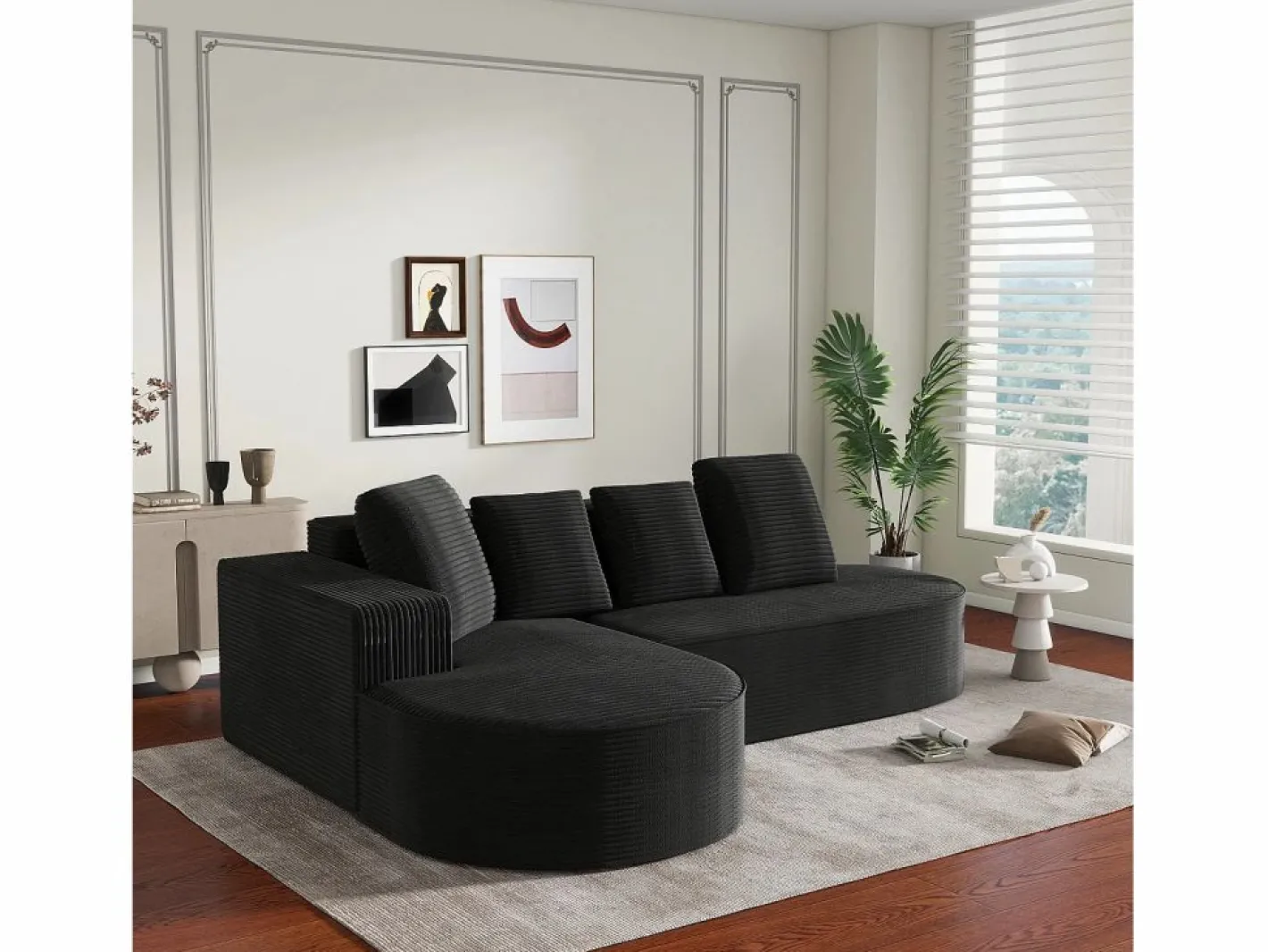 KOMHTOM Sofá modular con chaise longue en L, asiento profundo, relleno de espuma comprimida, Negro Online