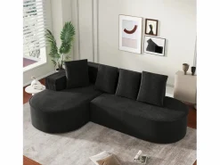 KOMHTOM Sofá modular con chaise longue en L, asiento profundo, relleno de espuma comprimida, Negro Online