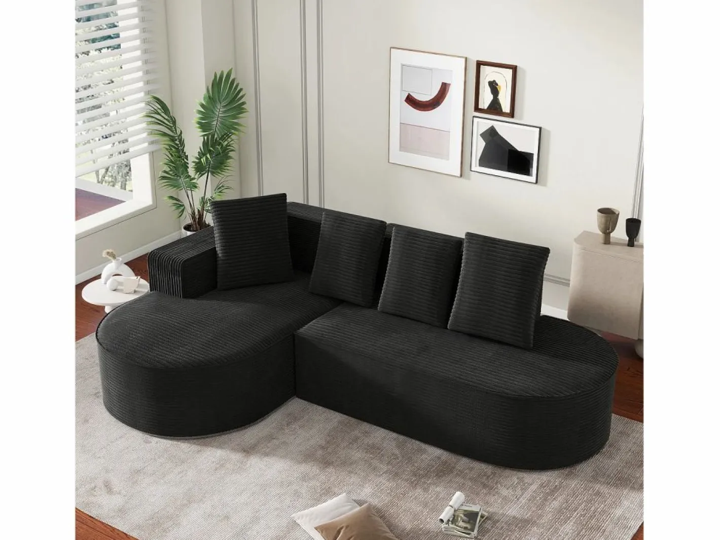 KOMHTOM Sofá modular con chaise longue en L, asiento profundo, relleno de espuma comprimida, Negro Online