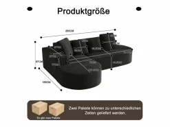 KOMHTOM Sofá modular con chaise longue en L, asiento profundo, relleno de espuma comprimida, Negro Online