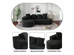 KOMHTOM Sofá modular con chaise longue en L, asiento profundo, relleno de espuma comprimida, Negro Online