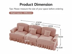 Sofá Modular|Sofá modular convertible con puff incluido soporte lumbar cojín Chenille