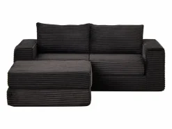 Hauss Spole Sofá Modular|Sofá modular convertible de 2 plazas con otomanas extraíbles - Pana negra