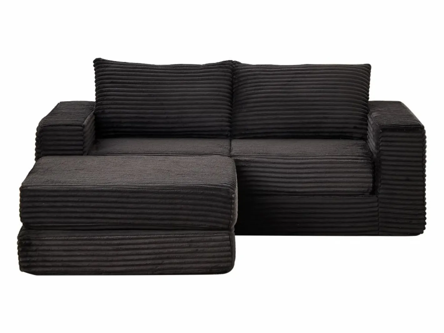 Hauss Spole Sofá Modular|Sofá modular convertible de 2 plazas con otomanas extraíbles - Pana negra