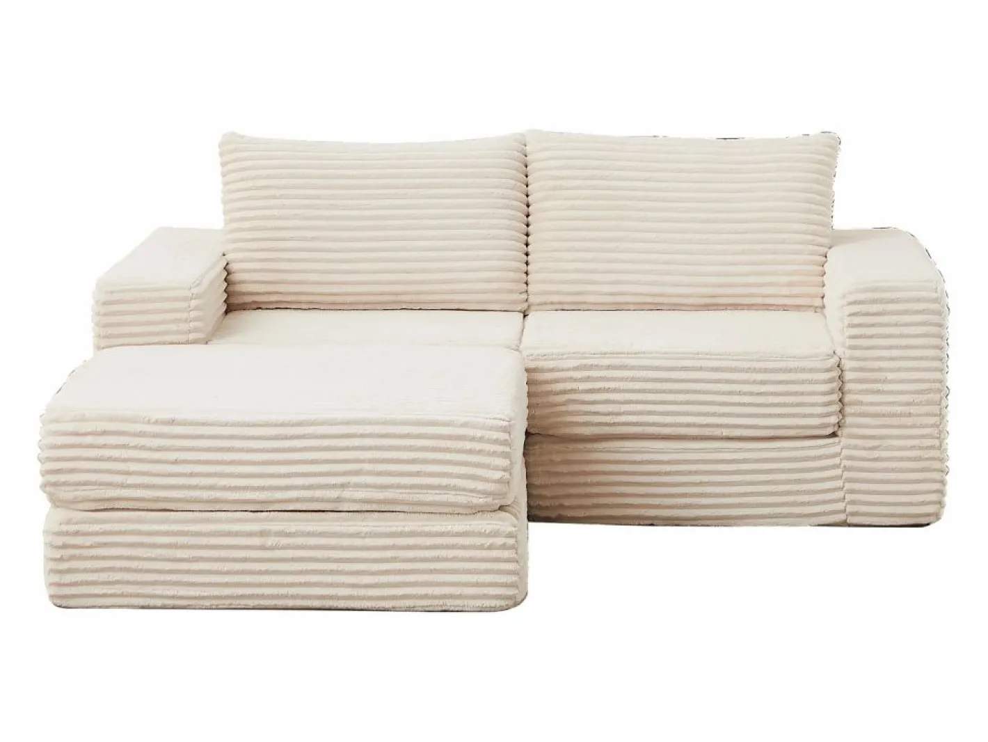 Hauss Spole Sofá modular convertible de 2 plazas con otomanas extraíbles - Pana Beige New