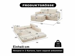 Hauss Spole Sofá modular convertible de 2 plazas con otomanas extraíbles - Pana Beige New