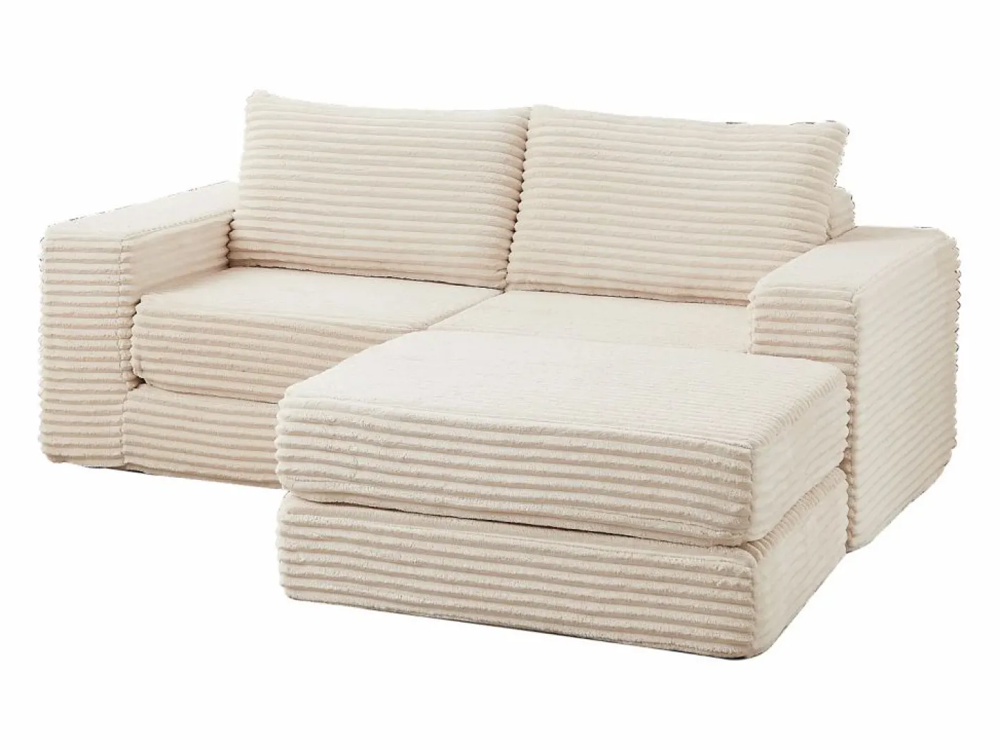 Hauss Spole Sofá modular convertible de 2 plazas con otomanas extraíbles - Pana Beige New