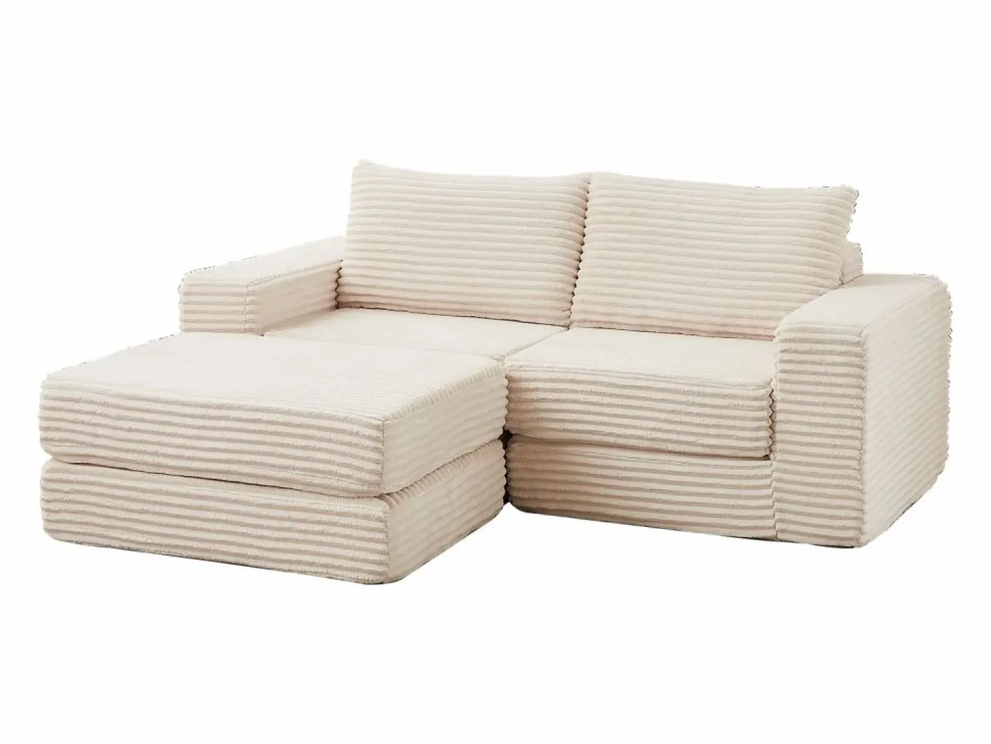 Hauss Spole Sofá modular convertible de 2 plazas con otomanas extraíbles - Pana Beige New