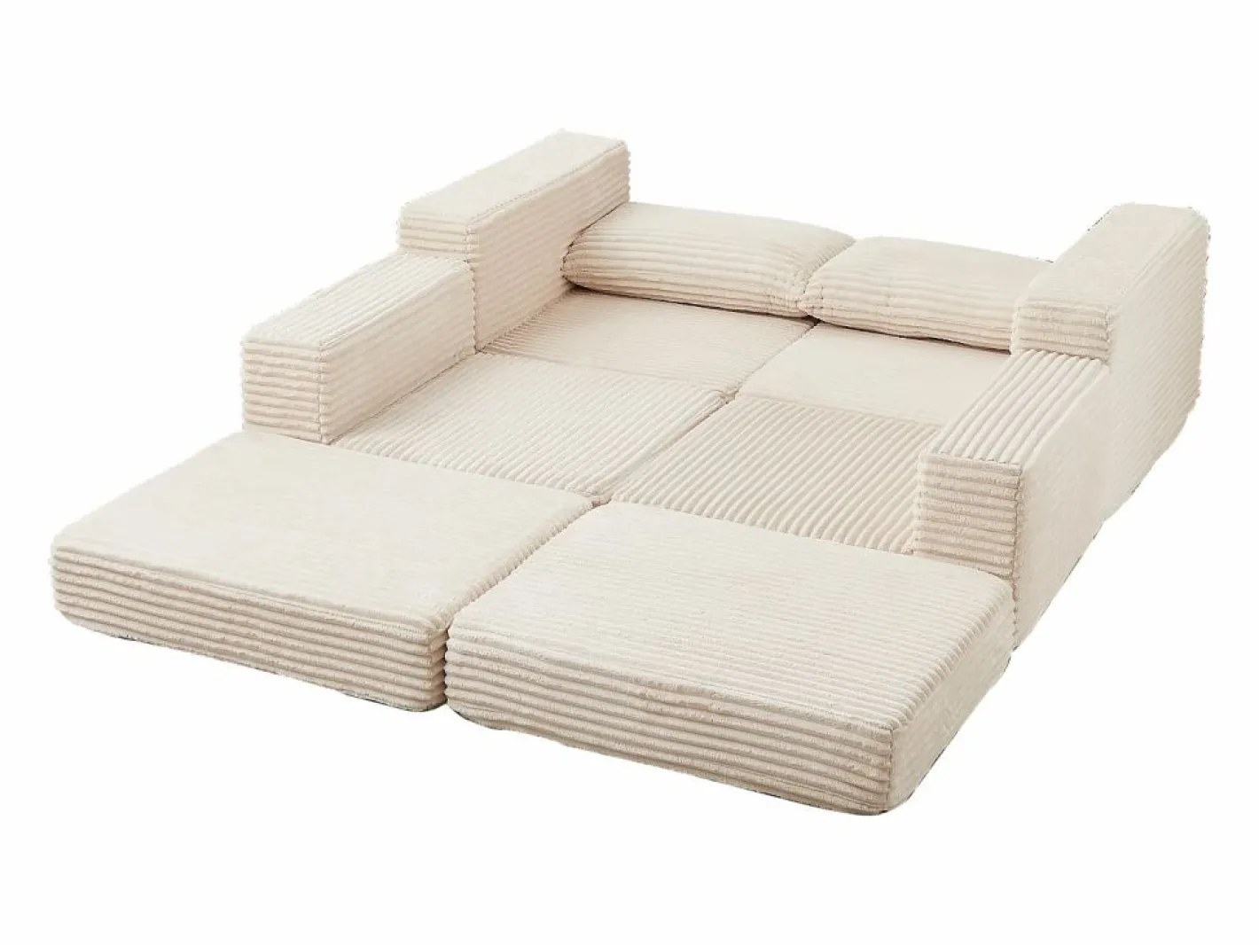Hauss Spole Sofá modular convertible de 2 plazas con otomanas extraíbles - Pana Beige New