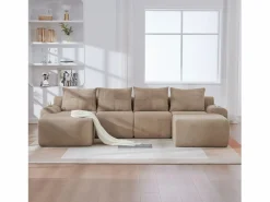 Sofá modular de 4 plazas - 333 x 174 x 80 cm - con 2 pufs + portavasos + bolsillo de almacenamiento - terciopelo -^Merax Hot