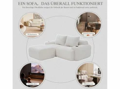Sofá modular de 2 plazas - 200 x 174 x 80 cm - con 1 otomana + portavasos + bolsillo de almacenamiento - terciopelo -^Merax Discount