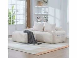 Sofá modular de 2 plazas - 200 x 174 x 80 cm - con 1 otomana + portavasos + bolsillo de almacenamiento - terciopelo -^Merax Discount