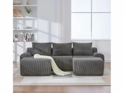 Merax Sofá Modular|Sofá modular de 3 plazas - 268 x 174 x 80 cm - con 2 pufs + portavasos + bolsillo de almacenamiento - terciopelo - oscuro