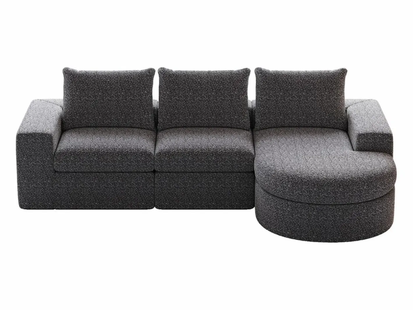 OKWISH Sofá Modular|Sofá modular de 3 plazas en tela de chenilla con chaise longue redondeada - Respaldo acolchado