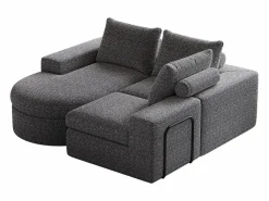 OKWISH Sofá Modular|Sofá modular de 3 plazas en tela de chenilla con chaise longue redondeada - Respaldo acolchado