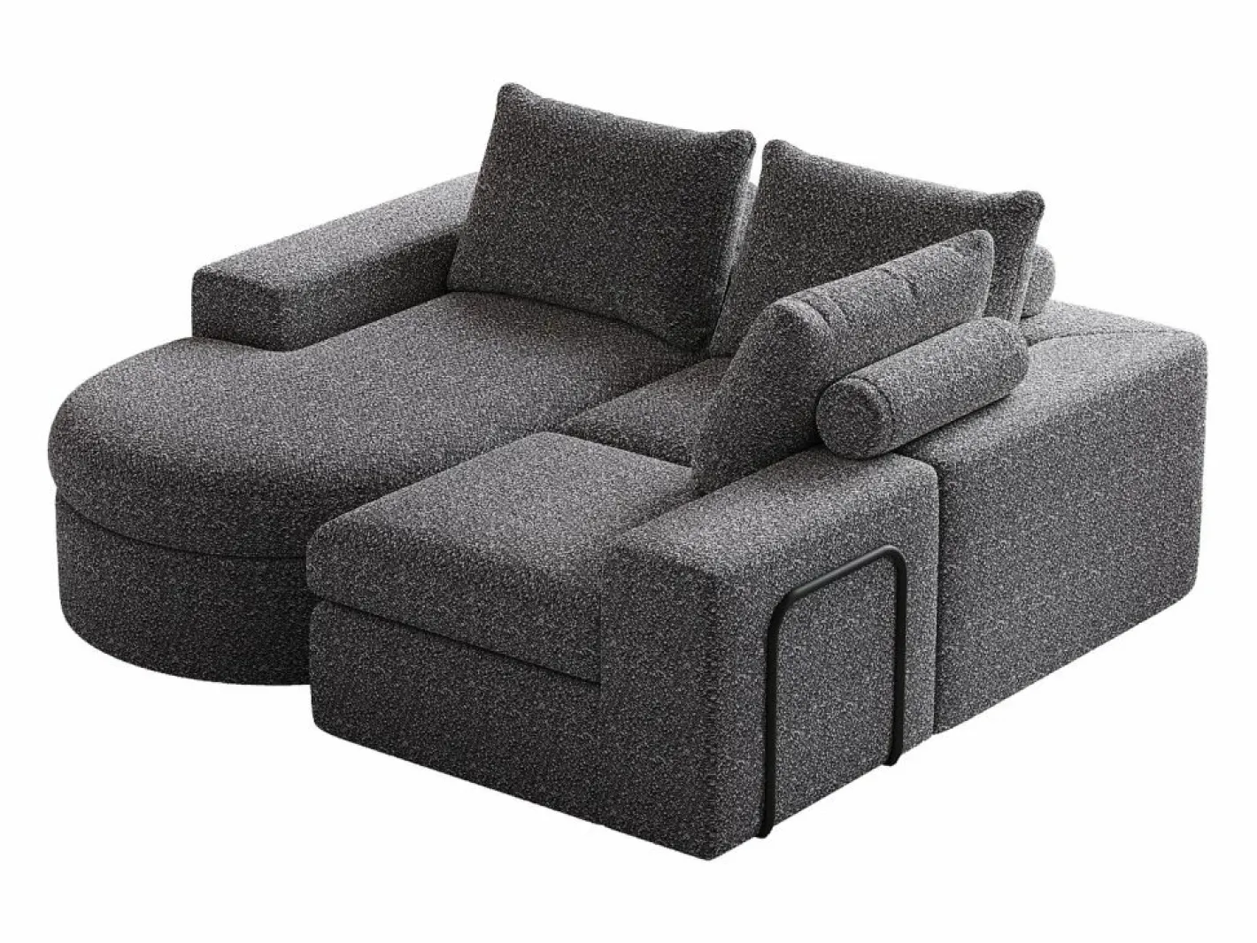 OKWISH Sofá Modular|Sofá modular de 3 plazas en tela de chenilla con chaise longue redondeada - Respaldo acolchado