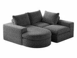 OKWISH Sofá Modular|Sofá modular de 3 plazas en tela de chenilla con chaise longue redondeada - Respaldo acolchado