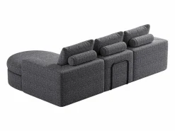 OKWISH Sofá Modular|Sofá modular de 3 plazas en tela de chenilla con chaise longue redondeada - Respaldo acolchado