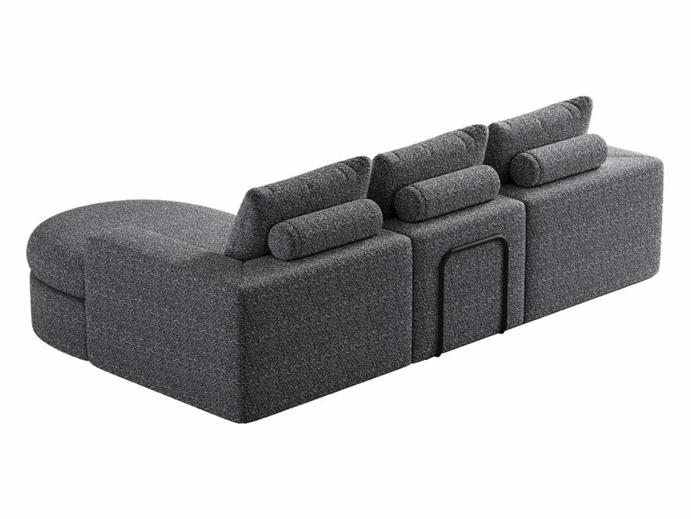 OKWISH Sofá Modular|Sofá modular de 3 plazas en tela de chenilla con chaise longue redondeada - Respaldo acolchado