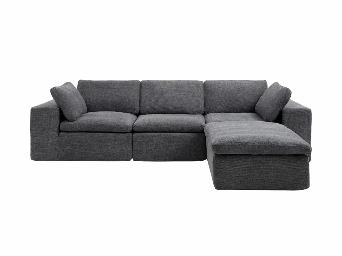 Vente-unique Sofás Y Sillones|Sofá Modular|Sofá modular de esquina con puf en tejido CORTOLINE