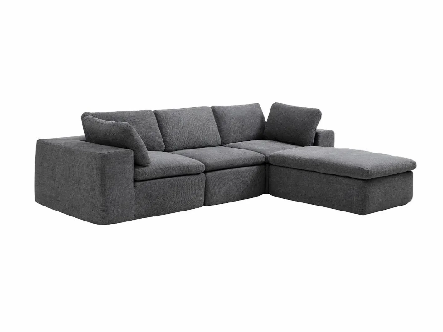 Vente-unique Sofás Y Sillones|Sofá Modular|Sofá modular de esquina con puf en tejido CORTOLINE