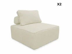 Sweeek Sofá modular de pana, 2 plazas Crema Hot