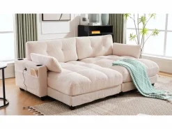 Sofá Modular de Terciopelo – con USB y Portavasos – Multifuncional para Espacios Pequeños – 112×140×81 cm^ New