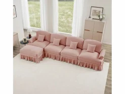 Sofá modular Diseño curvo Patas torneadas Asiento denso Chenilla^ Clearance